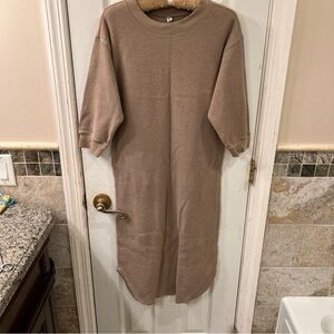 Uniqlo Tan Waffle Knit Long Dress